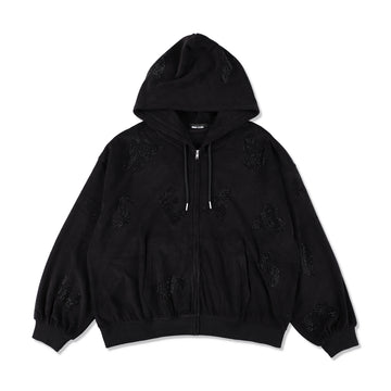 SHAY x WDS RHINESTONE ZIP UP SWEATSHIRT / BLACK