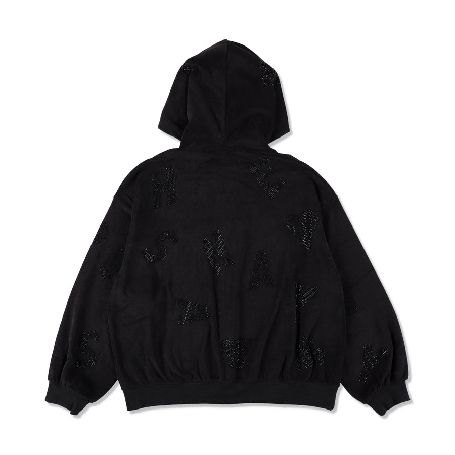 SHAY x WDS RHINESTONE ZIP UP SWEATSHIRT / BLACK