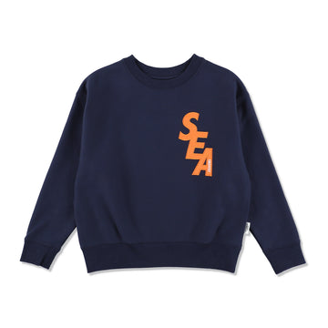 SMOOTHY x WDS CREW NECK SWEAT SHIRT / NAVY