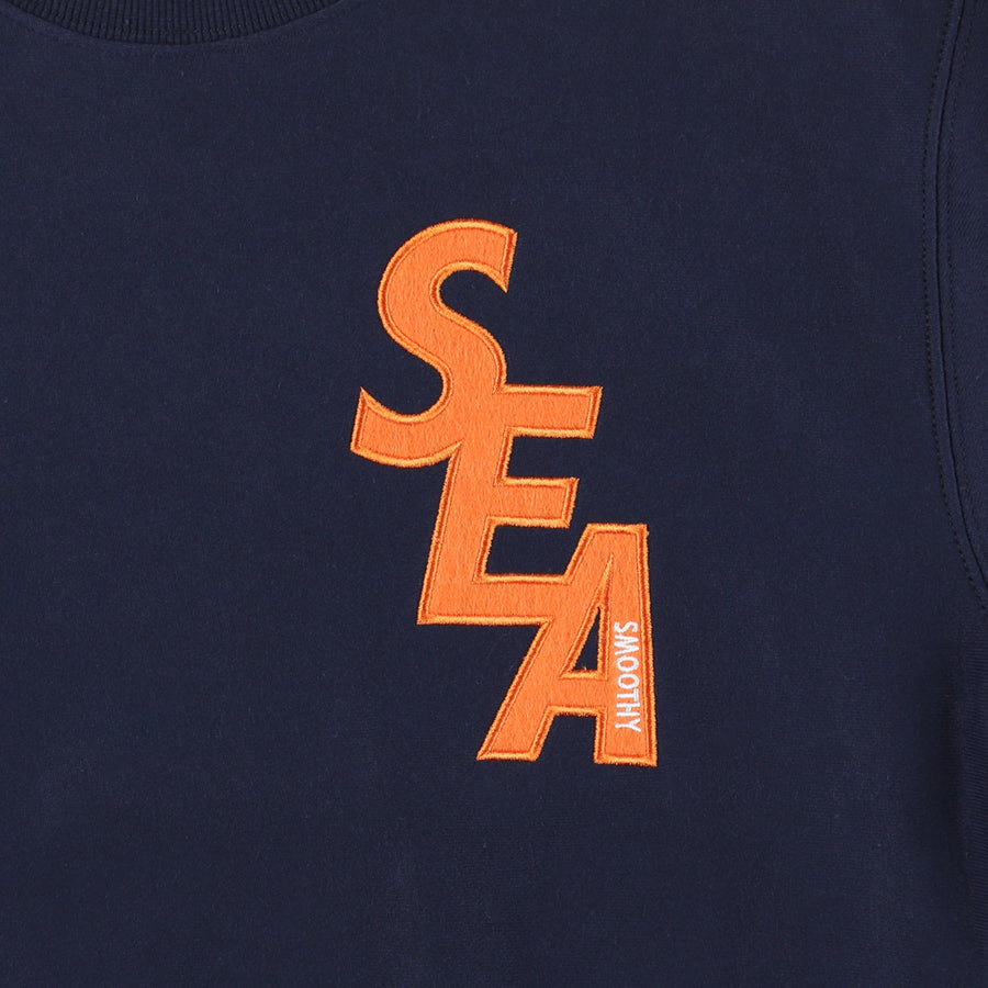 SMOOTHY x WDS CREW NECK SWEAT SHIRT / NAVY