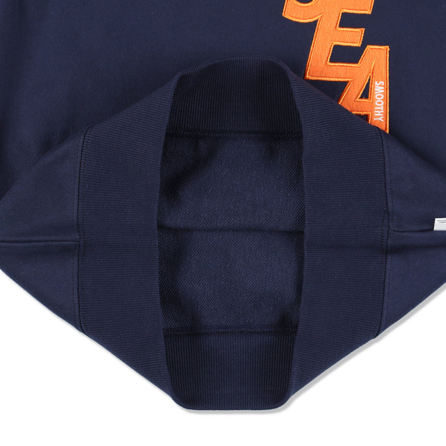 SMOOTHY x WDS CREW NECK SWEAT SHIRT / NAVY