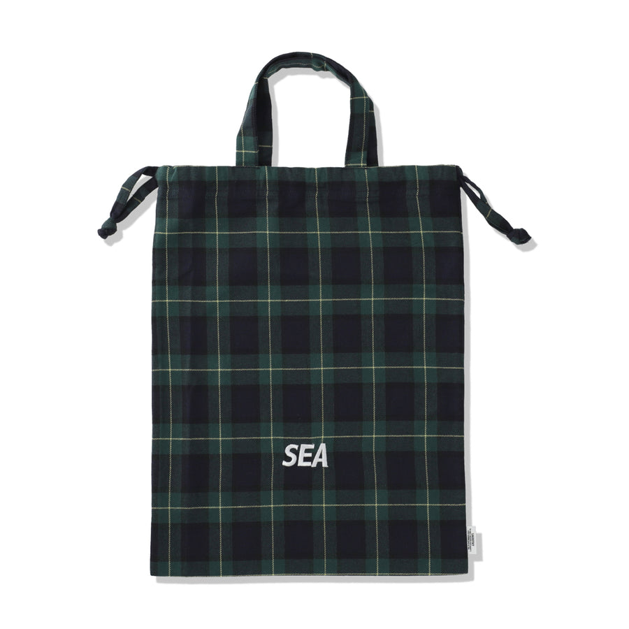 SMOOTHY x WDS PLAID DRAWSTRING BAG / GREEN_RED