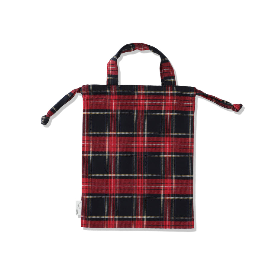 SMOOTHY x WDS PLAID DRAWSTRING BAG / GREEN_RED