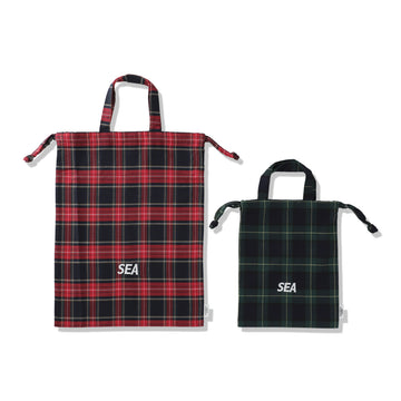 SMOOTHY x WDS PLAID DRAWSTRING BAG / RED_GREEN