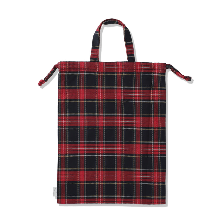 SMOOTHY x WDS PLAID DRAWSTRING BAG / RED_GREEN