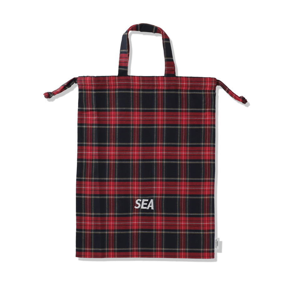 SMOOTHY x WDS PLAID DRAWSTRING BAG / RED_GREEN