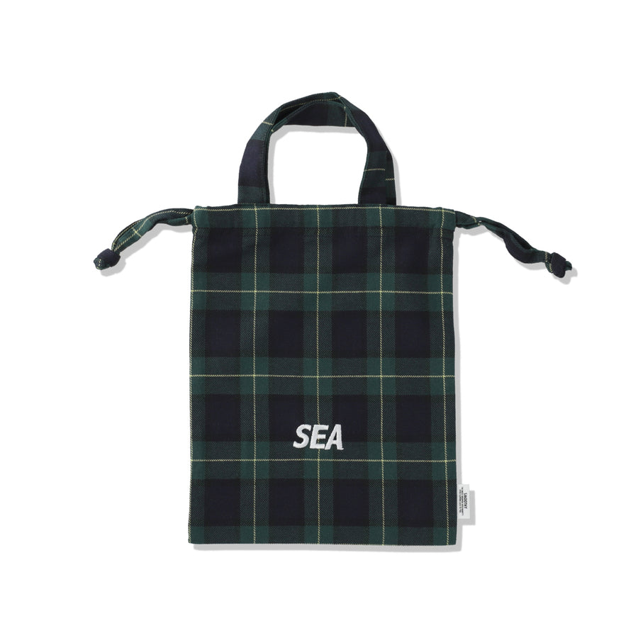 SMOOTHY x WDS PLAID DRAWSTRING BAG / RED_GREEN