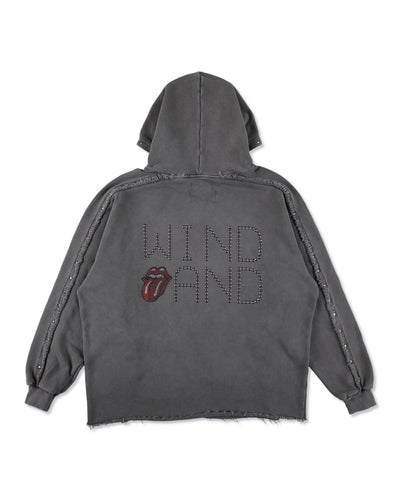 The Rolling Stones x WDS Studs＆Rhine Stones Logo Hooded sweatshirt