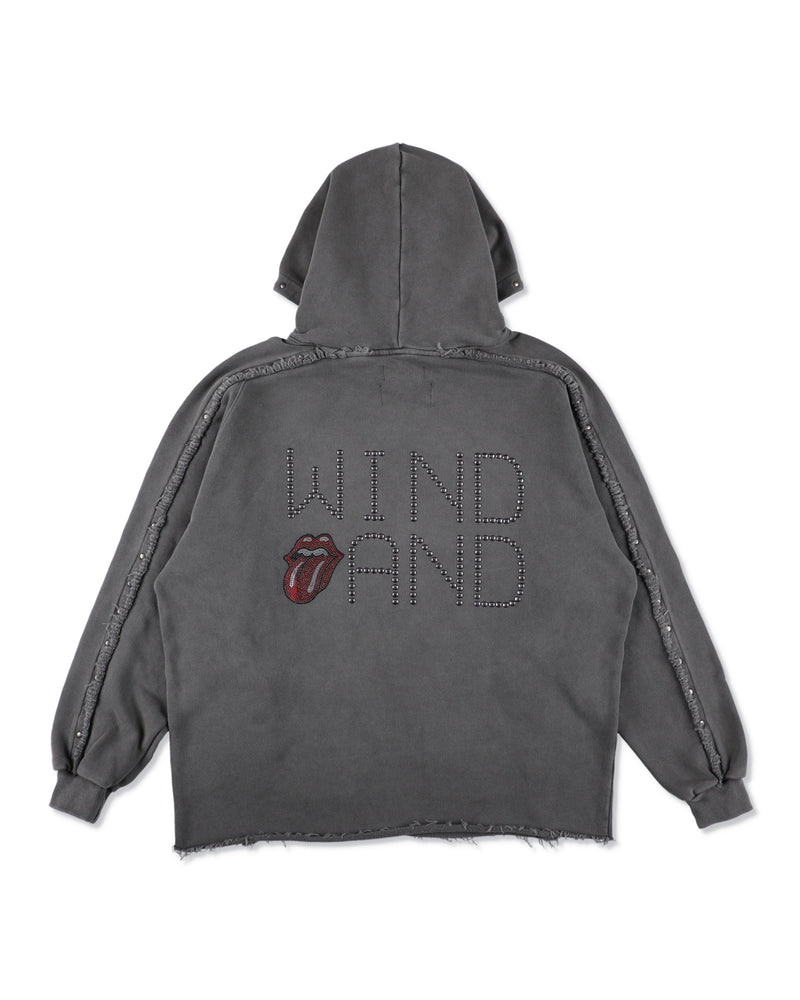 The Rolling Stones x WDS Studs＆Rhine Stones Logo Hooded sweatshirt