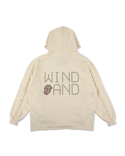 The Rolling Stones x WDS Studs＆Rhine Stones Logo Hooded sweatshirt