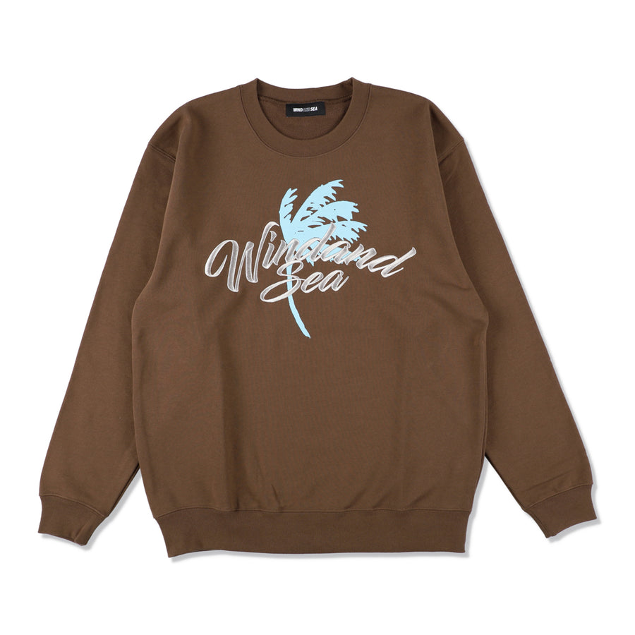 PALM TREE LOGO CREWNECK SWEAT / BROWN