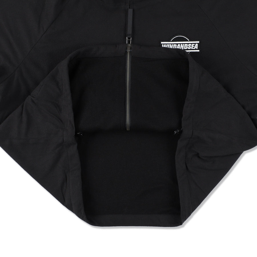 FLEECE ZIP UP HOODED SHIRT / BLACK