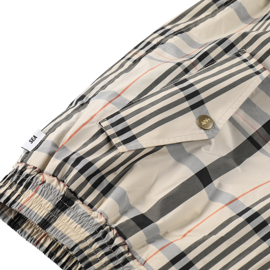 WDS PLAID NYLON SWING TOP / BEIGE PLAID-