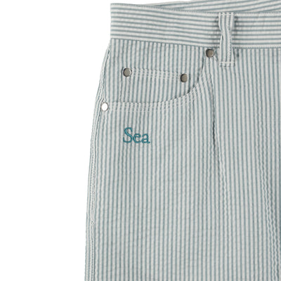 SEERSUKER STRIPE PAINTER PANTS