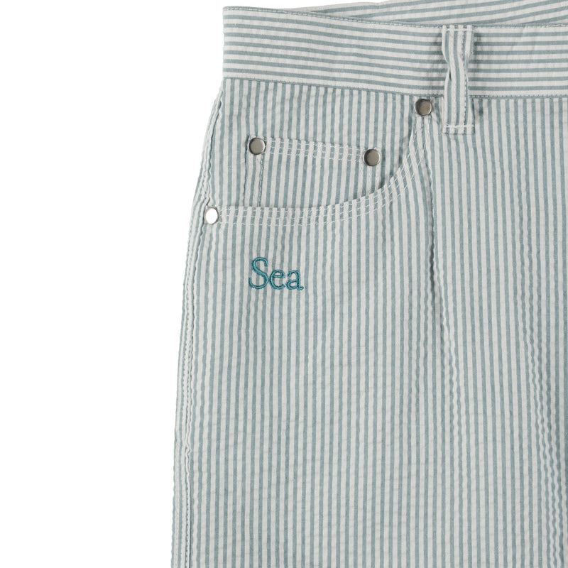 SEERSUKER STRIPE PAINTER PANTS