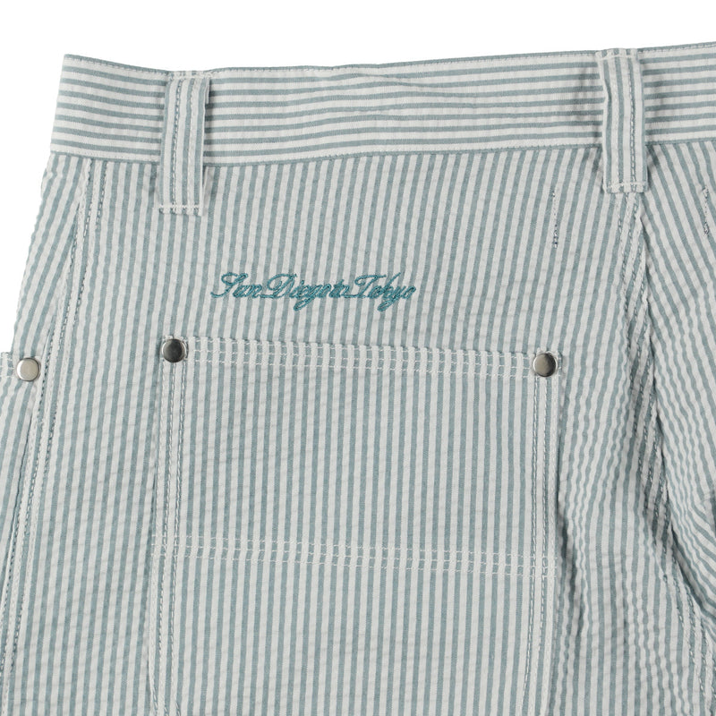 SEERSUKER STRIPE PAINTER PANTS