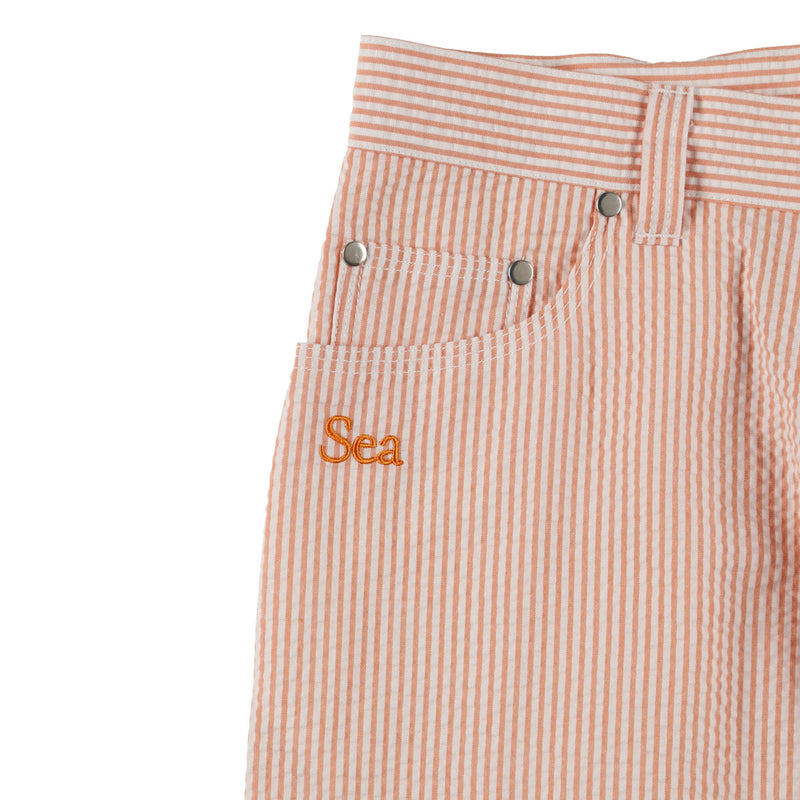 SEERSUKER STRIPE PAINTER PANTS
