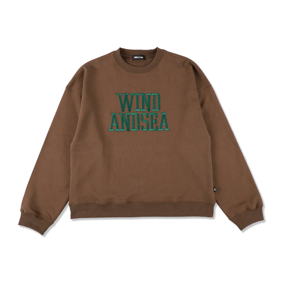 COLLEGE LOGO CREWNECK SWEATSHIRT / BROWN