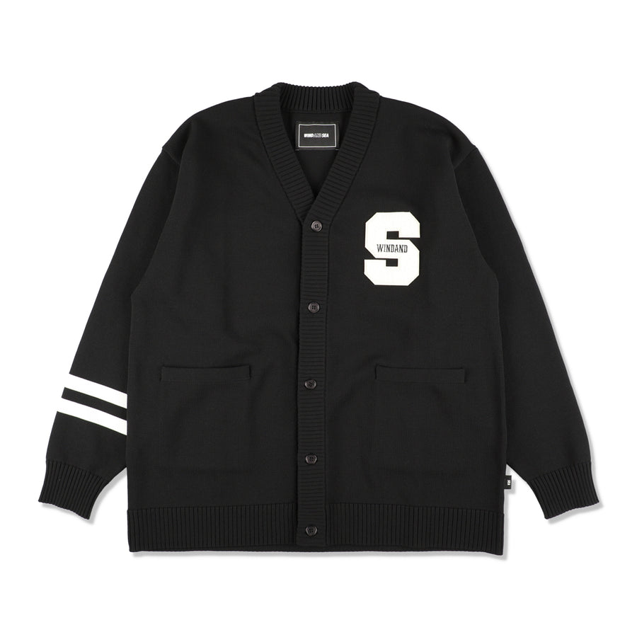 LOGO PATCH KNIT CARDIGAN / BLACK