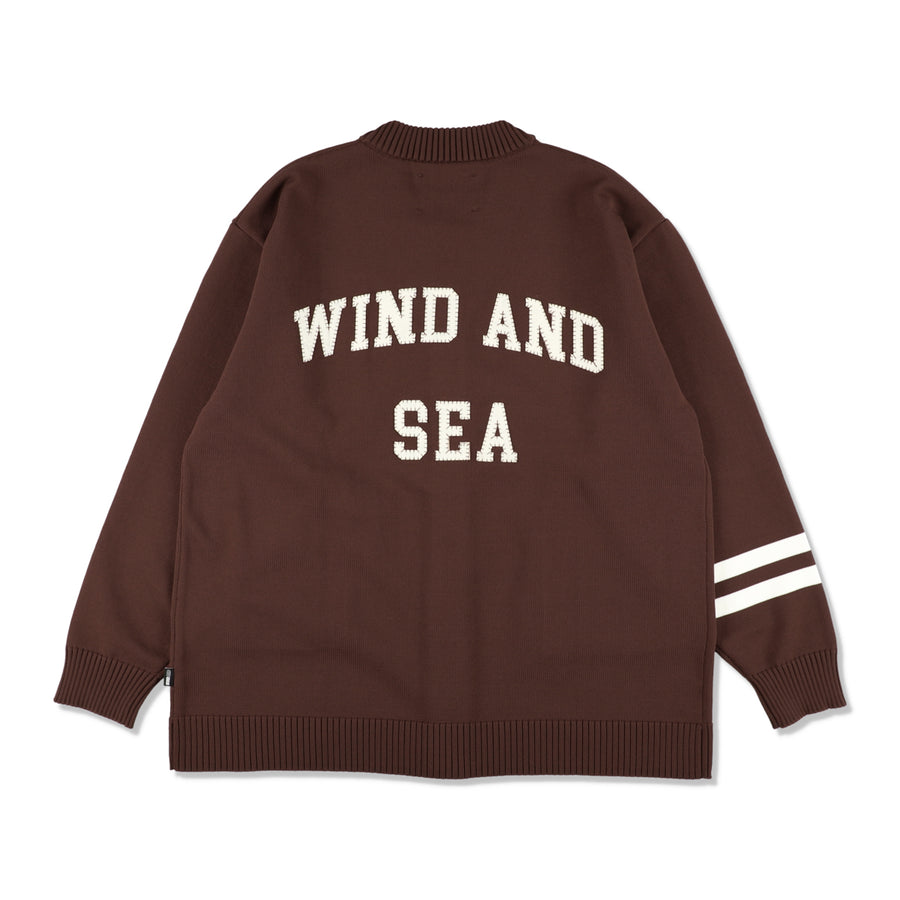 LOGO PATCH KNIT CARDIGAN / BROWN