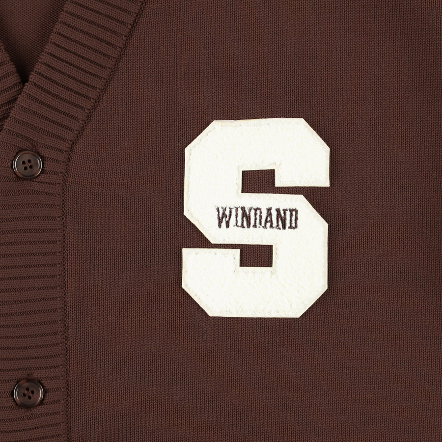 LOGO PATCH KNIT CARDIGAN / BROWN