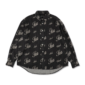 SEA LOGO PATTERNED DENIM SHIRT / BLACK