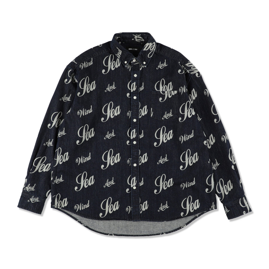 SEA LOGO PATTERNED DENIM SHIRT / INDIGO