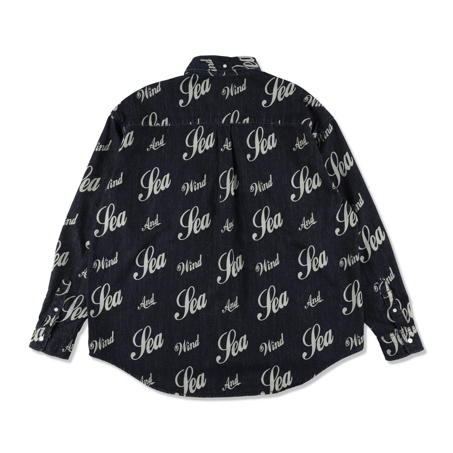 SEA LOGO PATTERNED DENIM SHIRT / INDIGO