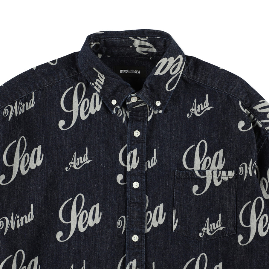 SEA LOGO PATTERNED DENIM SHIRT / INDIGO