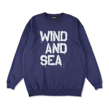 SPRAY LOGO CREWNECK SWEATSHIRT / NAVY