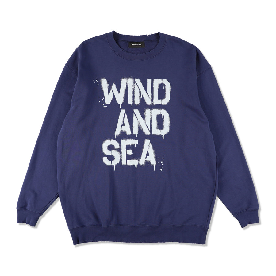 SPRAY LOGO CREWNECK SWEATSHIRT / NAVY