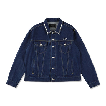 STUDDED DENIM JACKET / INDIGO