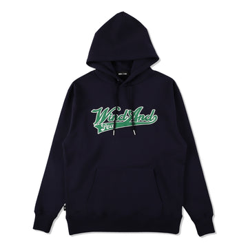 SATIN PATCH HOODIE / NAVY