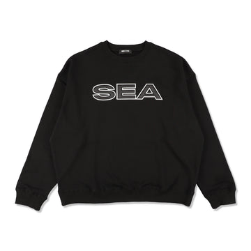 Satin Patch Crewneck Sweatshirt / BLACK