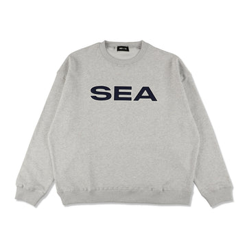 Satin Patch Crewneck Sweatshirt / GRAY