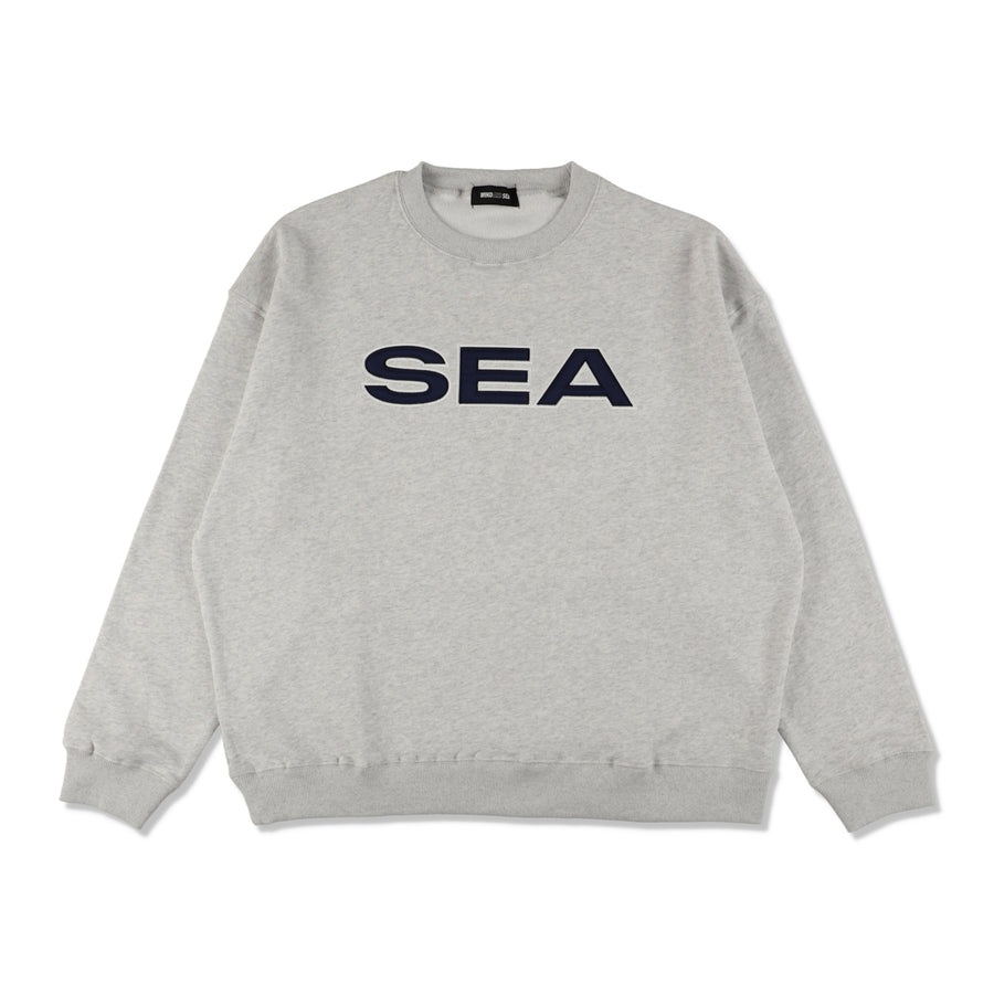 Satin Patch Crewneck Sweatshirt / GRAY