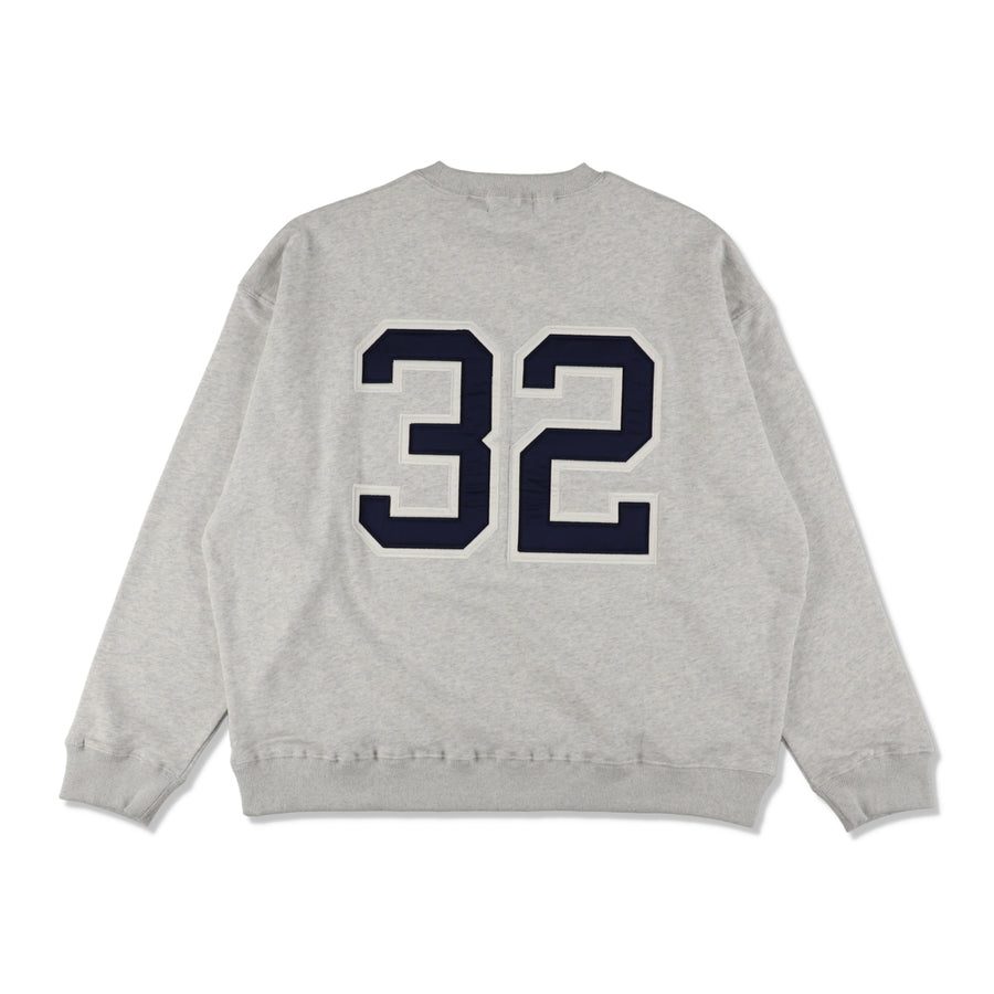 Satin Patch Crewneck Sweatshirt / GRAY