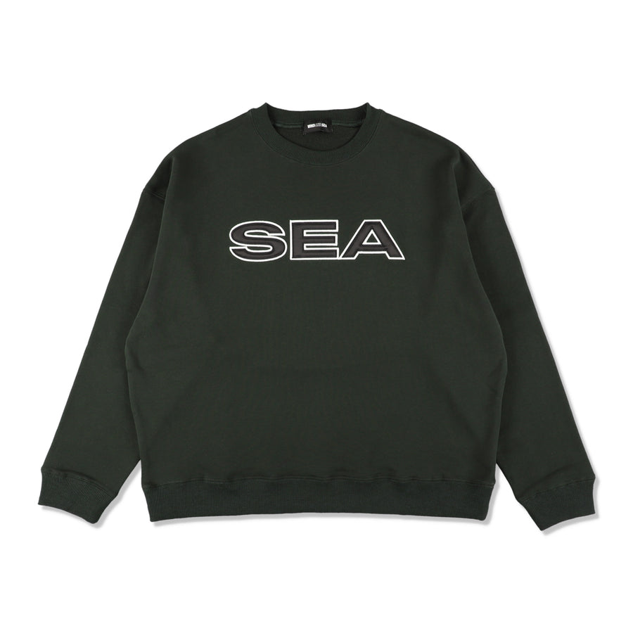 Satin Patch Crewneck Sweatshirt / GREEN