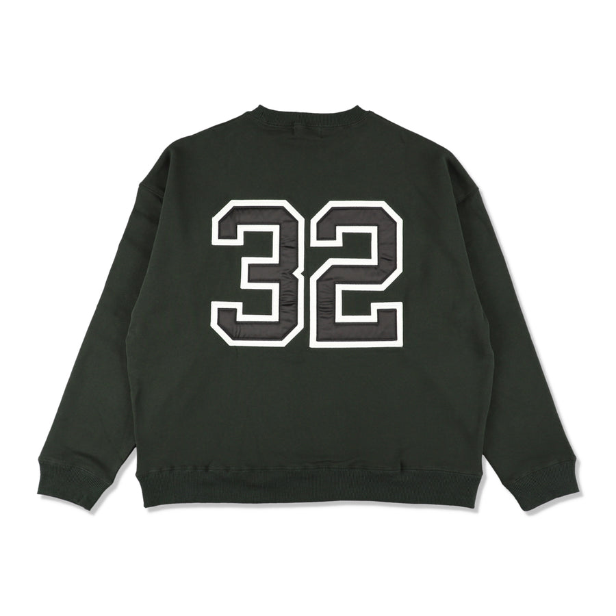 Satin Patch Crewneck Sweatshirt / GREEN