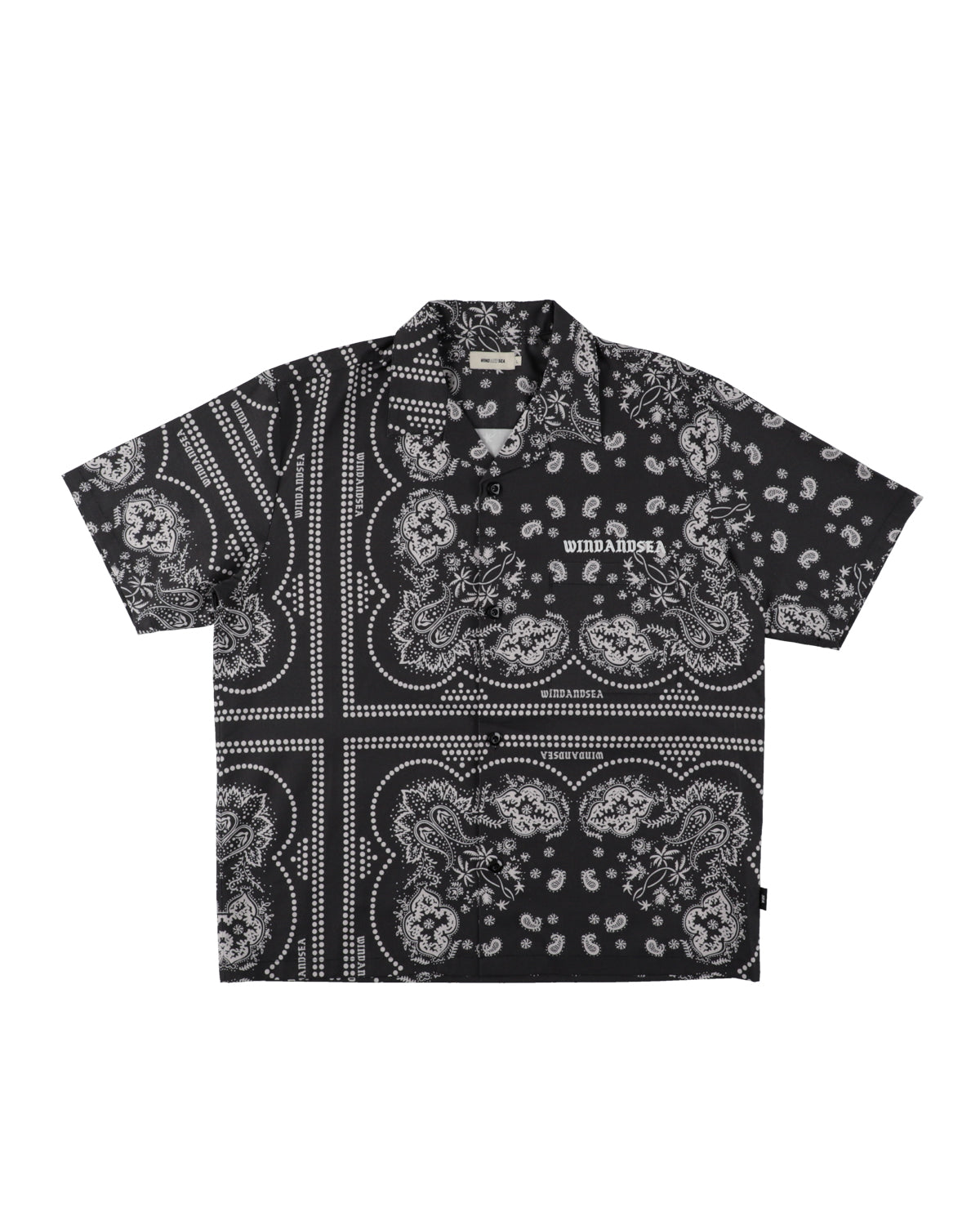 BLACK BANDANA OPEN COLLAR SHIRT
