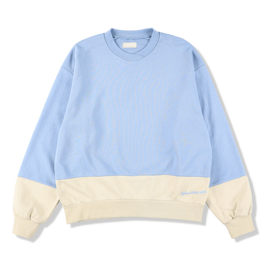 COMBI CREWNECK SWEATSHIRT / L_BLUE