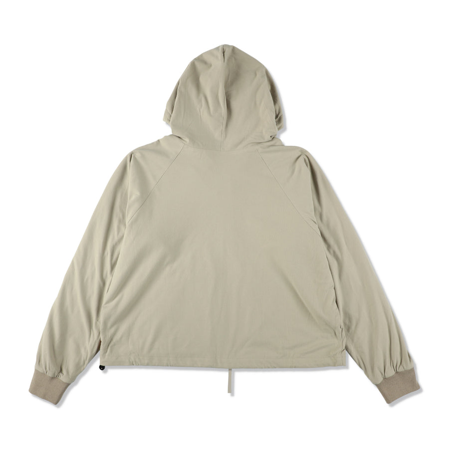 FLEECE ZIP UP HOODED SHIRT / KHAKI