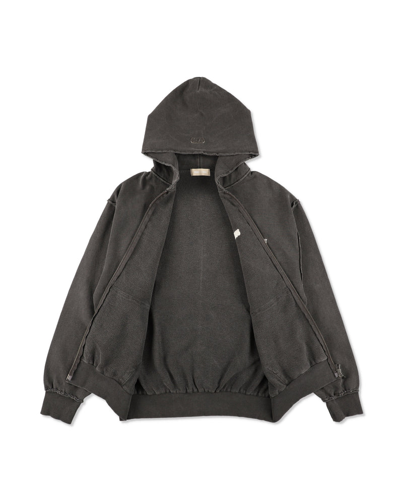 Damage Pigment Zip Up Sweatshirt