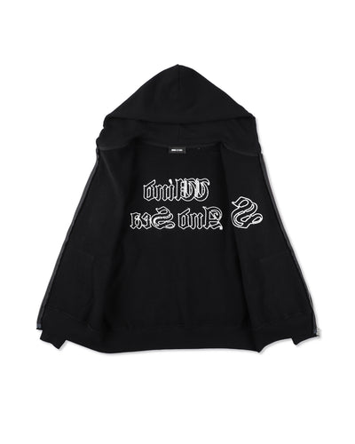 Satin Patch Zip Up Sweatshirt