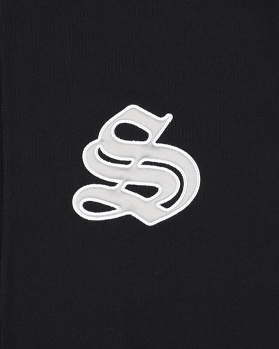 Satin Patch Zip Up Sweatshirt