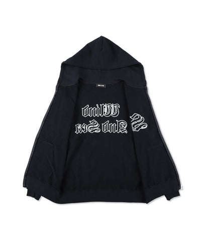 Satin Patch Zip Up Sweatshirt