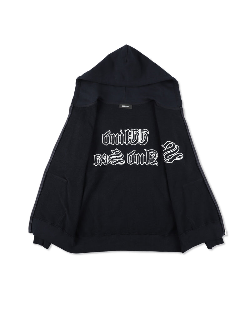 Satin Patch Zip Up Sweatshirt