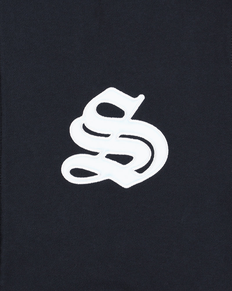 Satin Patch Zip Up Sweatshirt