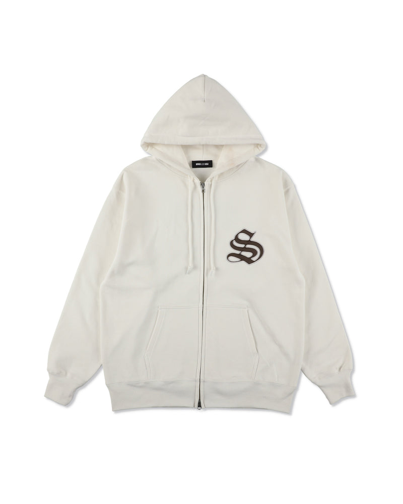 Satin Patch Zip Up Sweatshirt