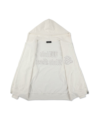 Satin Patch Zip Up Sweatshirt